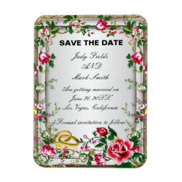Elegant Rustic Red Roses Save The Date Magnet