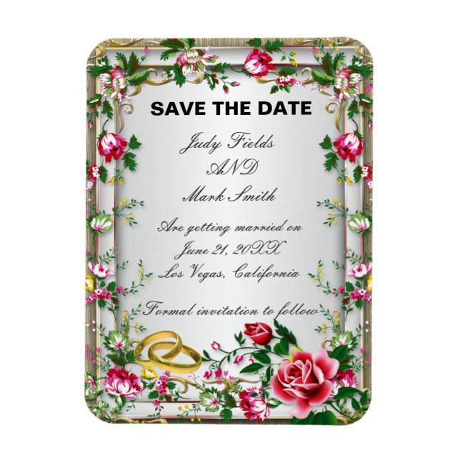 Elegant Rustic Red Roses Save The Date Magnet (Vertikal)
