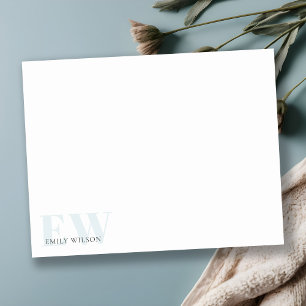 Elegant Rustic Simple Minimal Blue Name Monogram Mitteilungskarte
