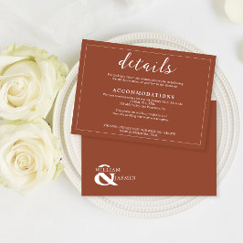 Elegant Rustic Terracotta Bordered Script Wedding Begleitkarte