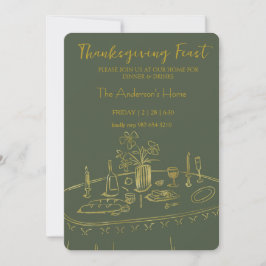 Elegant Rustic Thanksgiving Dinner Einladung