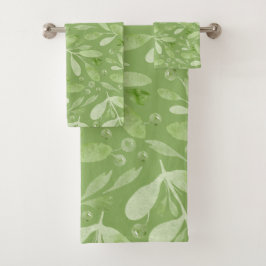 Elegant Rustic Watercolor Leaves Sage Green  Badhandtuch Set