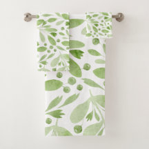 Elegant Rustic Watercolor Leaves Sage Green &White