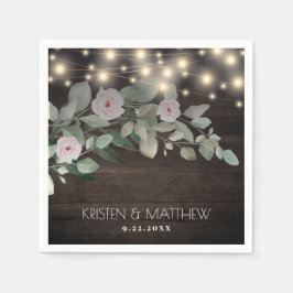 Elegant Rustic Wood Lights Boho Greenerity Wedding Serviette
