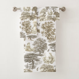 Elegant Rustikal Beige Country Toile Badhandtuch Set