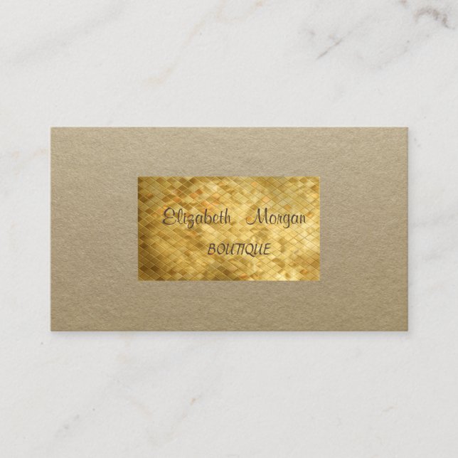 Elegant rustikal, Kraft, Gold Sequins Visitenkarte (Vorderseite)