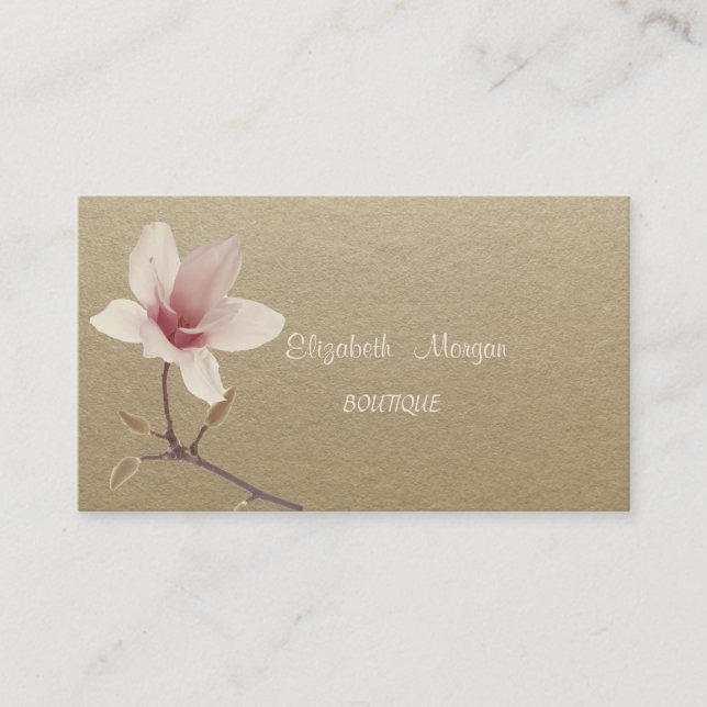 Elegant rustikal, Kraft, Magnolia Visitenkarte (Vorderseite)