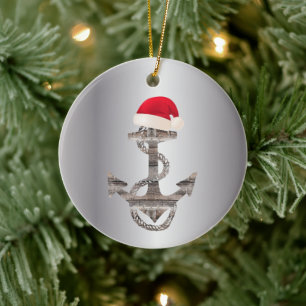 elegant rustikal nautisch ANKER + SANTA-HUT Keramik Ornament
