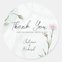 Elegant Rustikal Pink Poppy Floral Danke Aufkleber