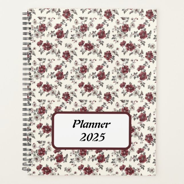 Elegant rustikal stilvoll Chic Romantic Floral Planer (Vorderseite)
