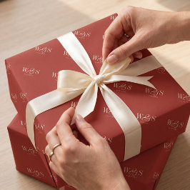 Elegant Rustikale Anfangsbuchstaben Hochzeitspaare Geschenkpapier