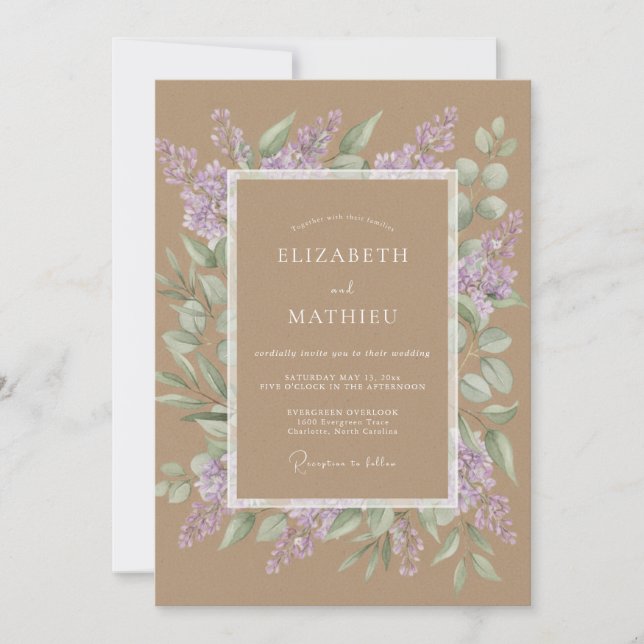 Elegant rustikale Hochzeit Einladung (Vorderseite)