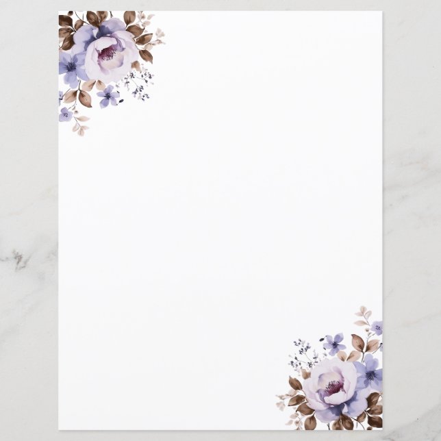 Elégant Rustique Aquarelle Floral Papier à papier (Devant)