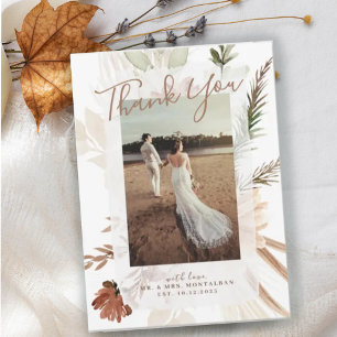 Elégant Rustique Boho Floral Pampas Merci Cartes