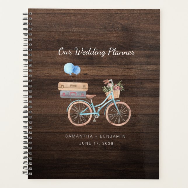 Élégant Rustique Bois Vélo Mariage Vintage (Devant)