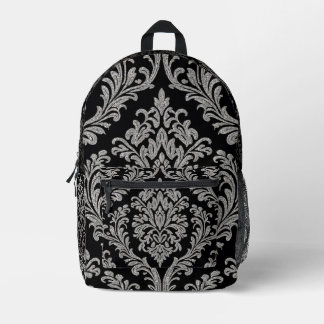 Elégant sac à dos en damas argenté