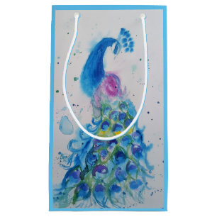 Élégant sac cadeau d'oiseau bleu Peacock