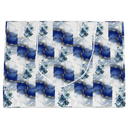 Élégant sac cadeau en marbre bleu