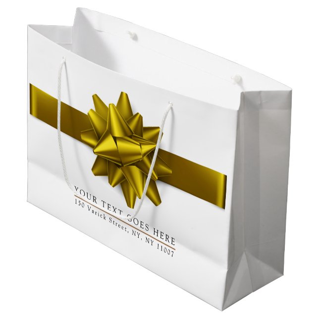 Élégant sac cadeau en ruban or tendance (Devant Angle)