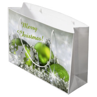 Élégant Sac Cadeau Vert Et Argent Noël
