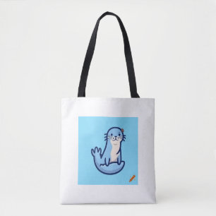"Elégant sac de logo de loutre de mer - Simple, bl