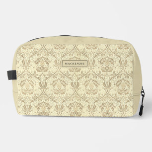 Élégant sac de toilette à motif floral sépia