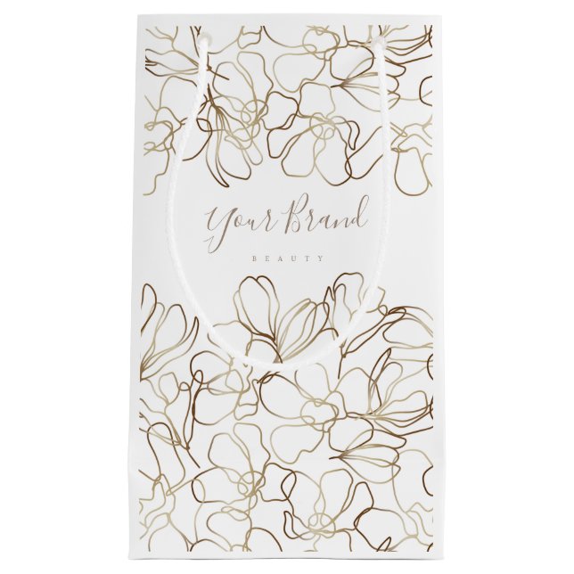 Élégant sac en papier blanc floral personnalisé (Devant)
