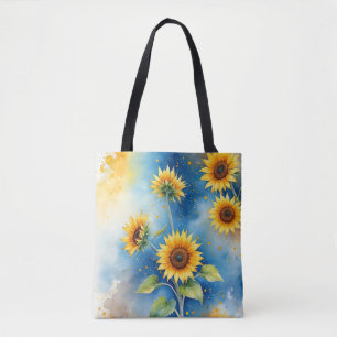 Elégant Sac fourre-tout d'aquarelle de tournesol