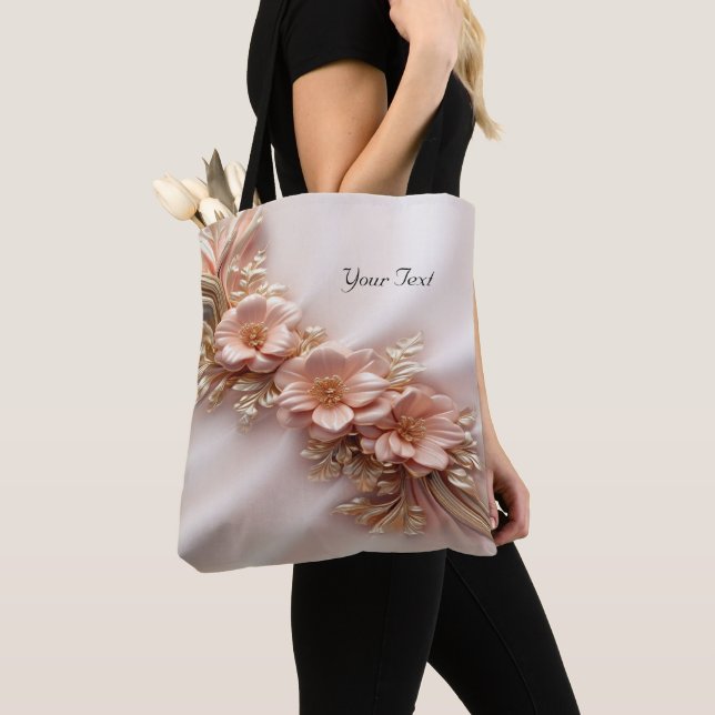 Élégant Sac fourre-tout Floral De Pêche Orange (De près)