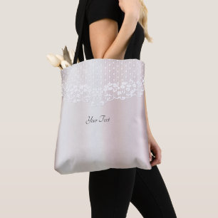 Élégant Sac fourre-tout floral dentelle blanche