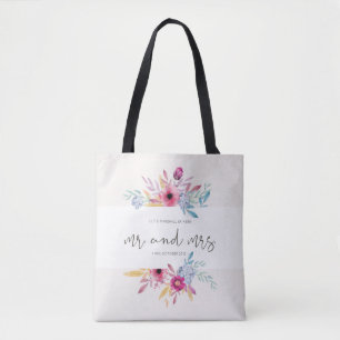 Élégant Sac fourre-tout mariage floral Mr & Mrs