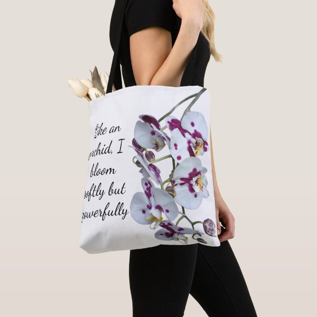Elégant Sac fourre-tout orchidée et citation (De près)