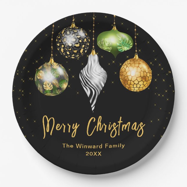 Elegant Safari Theme Ornament Christmas Pappteller (Vorderseite)