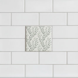 Elegant Sage Cream Minimalist Boho Floral Pattern Fliese