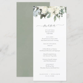 Elégant Sage d'ivoire Floral Green Menu Mariage