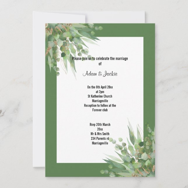 ELEGANT SAGE EUCALYPTUS WEDD INVITATION EINLADUNG (Vorderseite)