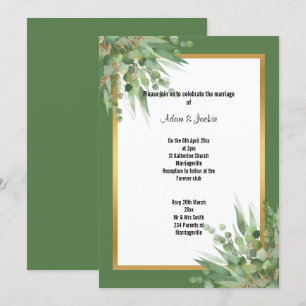 ELEGANT SAGE GOLD EUCALYPTUS WEDING INVITATION EINLADUNG