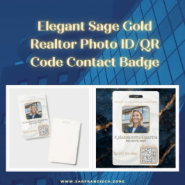 Elegant Sage Gold Realtor Photo ID/QR Code Contact Ausweis