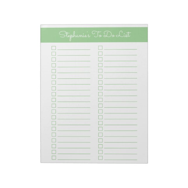 Elegant Sage Green 8.5x11 Two Column Checklist Notizblock (Rotiert)