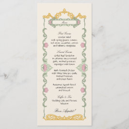 Elegant Sage Green and Gold Art Nouveau Menükarte