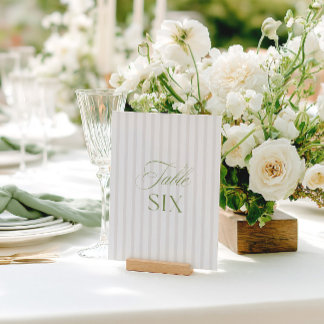 Elégant Sage Green & Beige Mariage Numéro de table