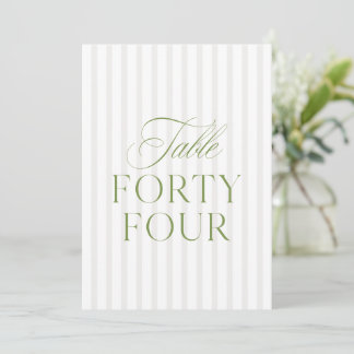 Elegant Sage Green & Beige Wedding 44 Table Number Einladung