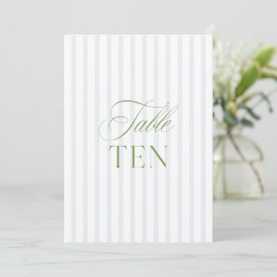 Elégant Sage Green & Blue Mariage Numéro de table