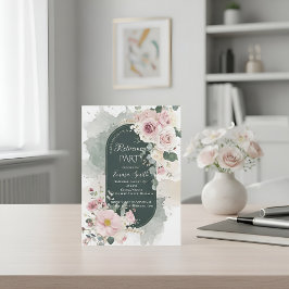 Elegant Sage Green Blush Pink Floral Watercolor Nu Einladung