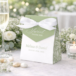 Elegant Sage Green Botanical Wedding Favor Boxes Geschenkschachtel