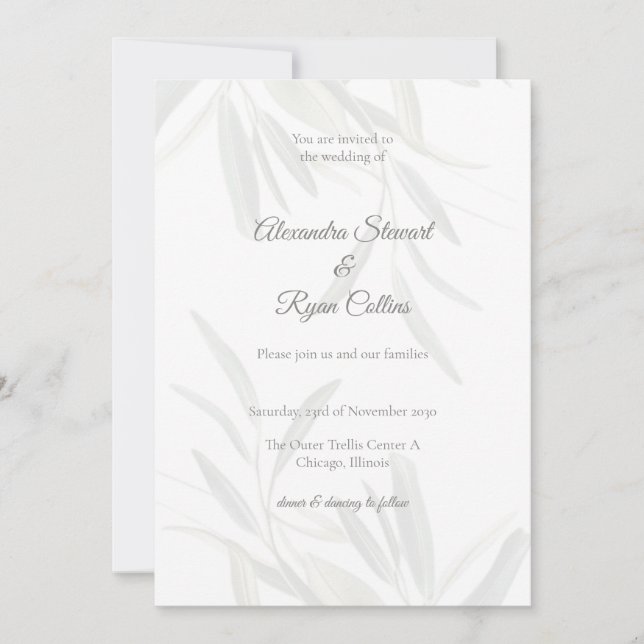 Elegant Sage Green Botanical Wedding Invitation  Einladung (Vorderseite)