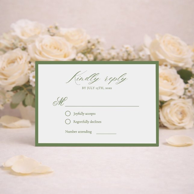Elegant Sage Green Botanical Wedding RSVP Card Karte (Von Creator hochgeladen)