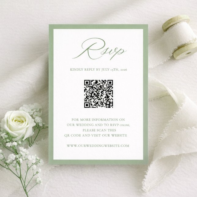 Elegant Sage Green Botanical Wedding RSVP Card Karte (Von Creator hochgeladen)