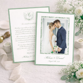 Elegant Sage Green Botanical Wedding Thank You  Dankeskarte