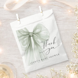 Elegant Sage Green Bow Baby Shower Thank You Geschenktütchen